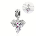 Silver-Plated Sacred Elephant Pendant – Elegant Charm with Pink Accents