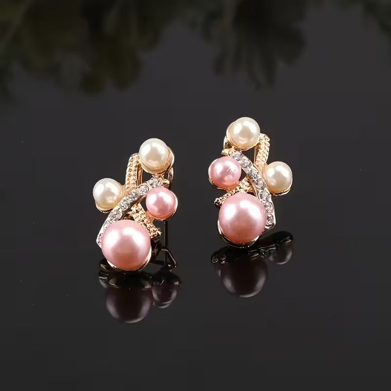 Romantiskt Statement-set med Pärlkluster och Strass i Blomdesign